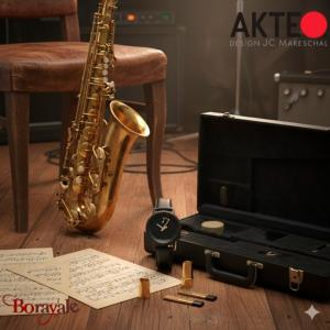 Montre AKTEO Art - Musique Saxophone 38 mm noire ronde AMu32