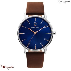 Montre PIERRE LANNIER Collection Cityline argenté cuir  Homme