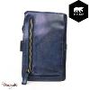 Portefeuille Bear Design en Cuir de vachette lavé Bleu pétrole Collection : Lava