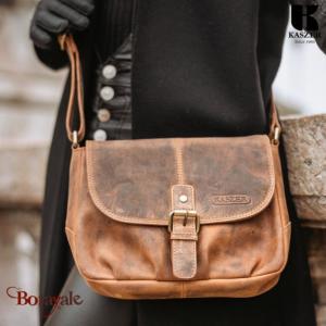 Sac bandoulière  KASZER collection Nevada Marron naturel clair touché velours 20