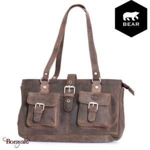 Sac épaule Bear Design en Cuir de vachette brut Brut Collection : brut