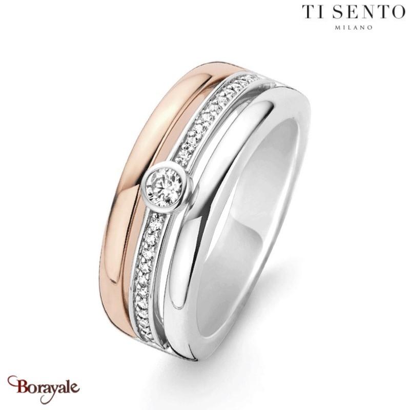 Bague TISENTO Classic femme 12094ZR 56 argent fin rhodie et plaque or rose