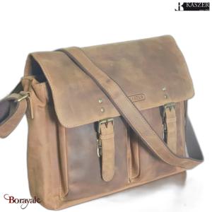 Besace Gibecière KASZER collection Nevada Marron naturel clair touché velours 20