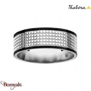 Bague Thabora homme quadrillage acier T60 - réf. T167792-60