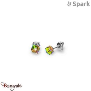 Boucles d'oreilles SPARK With EUROPEAN CRYSTALS  : Cube Small 6 Mm - Vitrail méd