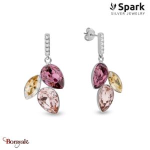 Boucles d'oreilles SPARK Silver Jewelry : Arcadia - Rose, pourpre et doré