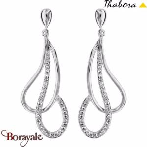 Boucles d'oreilles THABORA argent rhodié gouttes évidées - oxydes blancs T016950