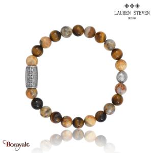 Bracelet Prosperite Lauren Steven Œil De Tigre Perles de 08 mm Taille M 19,5 cm