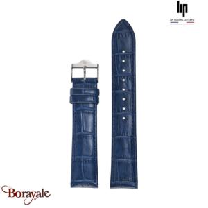 Bracelet de montre Lip Cuir bleu mat façon croco 18 mm 675493