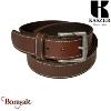 Ceinture Kaszer Indiana en cuir de buffle pleine fleur marron foncé couture