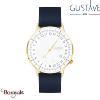 Montre 24H André, GUSTAVE & cie Or, cadran Blanc Bracelet Cuir Bleu