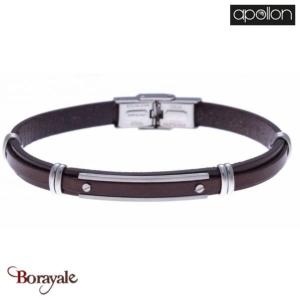 Bracelet cuir italien marron, Collection: cuir et acier APOLLON