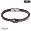 Bracelet Acier et cuir marron italien, Collection: homme APOLLON