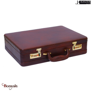 Attaché Case Kaszer collection Concord en cuir de vachette cognac 242104-C6