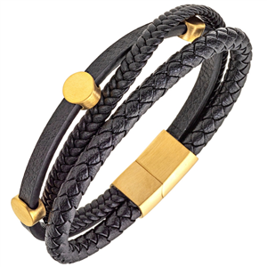 Bracelet Acier et cuir All Blacks AB-682287
