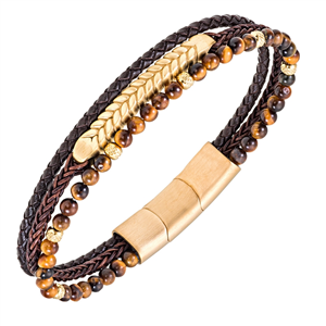 Bracelet All Blacks bijoux Homme acier et cuir 682356