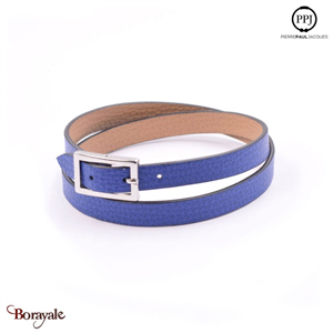 Cuir d'agneau: Bracelet Cuir plat Bleu outremer PPJ Taille XL