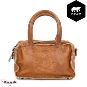 Sac à main mini Bear Design en Cuir de vachette grainé Cognac Collection : Calli