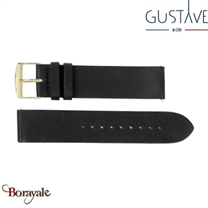 Bracelet de montre GUSTAVE & cie Cuir Noir Doré