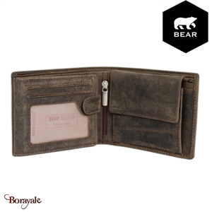 Portefeuille Bear Design en Cuir de vachette brut Brut Collection : brut