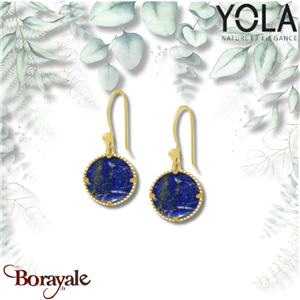 Boucles d'oreilles Yola Nature Lapis Lazuli Acier plaqué IP doré IR-521