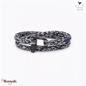 Bracelet PIG & HEN Salty Steve noir et blanc Noir Taille : L (20cm)