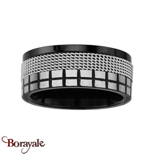 Bague THABORA homme acier et quadrillage taille 62