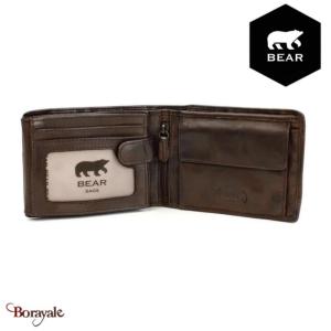 Portefeuille Bear Design en Cuir de vachette lavé Brun