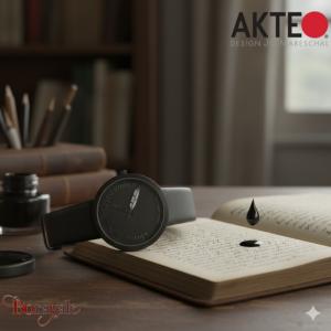 Montre AKTEO Art - Lettres Ecrivain 48 mm noire ronde ALe21