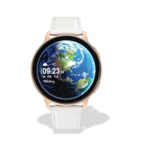 Montre TEKDAY Ronde connectée unisexe boîtier rose doré, cuir de pomme blanc sur