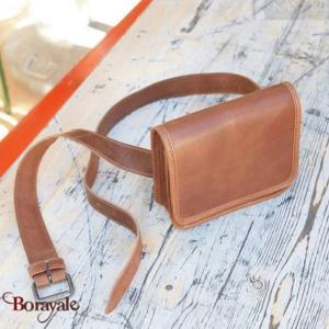 Pochette kaszer collection Maryland en cuir de buffle pleine fleur cognac 591104