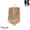 Porte-clé rétractable Kaszer Oregon en cuir de vachette pleine fleur marron