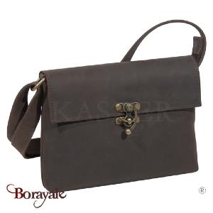 Sac bandoulière kaszer collection Kansas en cuir de buffle marron 20135-C6