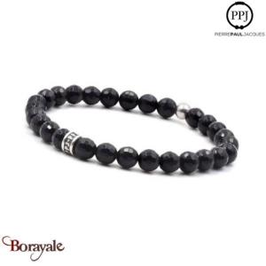 Onyx facetté: Bracelet Pierres fines 6 mm PPJ Taille M
