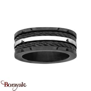 Bague THABORA homme acier et câble noir Taille 62