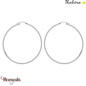 Boucles d'oreilles THABORA créoles simples fils ronds, 60 mm acier