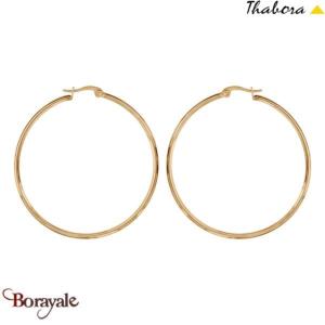 Boucles d'oreilles THABORA créoles simples fils ronds, 50 mm acier doré