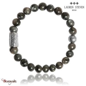 Bracelet Lauren Steven Prospérité Larvikite Grise LSB08M107