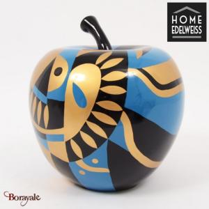 Pomme 38 cm Home Edelweiss collection : Apple Bleu, noir, doré