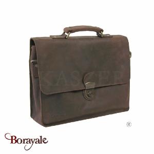 Cartable Serviette Kaszer collection Kansas en cuir de buffle marron 20061-C6