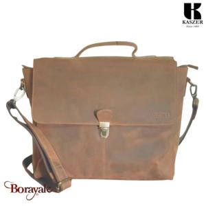 Cartable Serviette KASZER collection Nevada Marron naturel clair touché velours