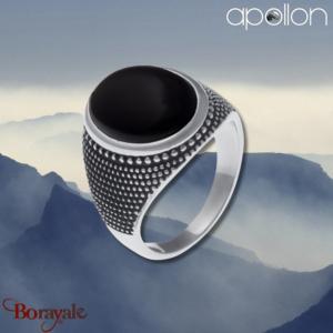 Chevalière Apollon acier et onyx Homme  IH-114-58