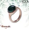 Bague Yola Nature Cabochon Malachite Acier plaqué IP rose IG-118-54
