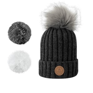 Bonnet + 3 pompons CABAIA Kir Royal avec polaire gris