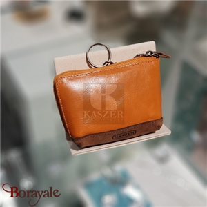 Porte monnaie - clés kaszer collection Colorado en cuir de vachette naturel et C