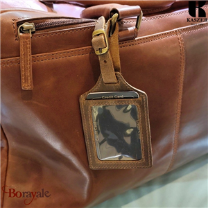 Porte Etiquette à bagage KASZER collection Oregon Marron naturel 557504-MC6