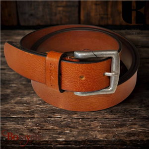 Ceinture KASZER Indiana en cuir de buffle pleine fleur cognac - 578904-C6