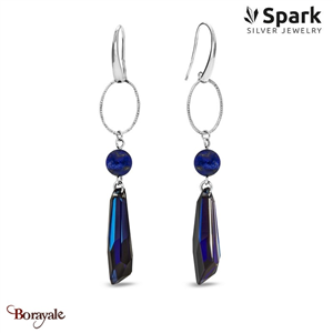 Boucles d'oreilles SPARK Silver Jewelry : Crystalactite - Bleu bermude