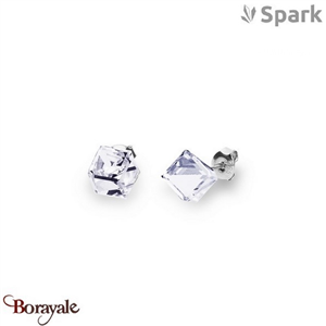 Boucles d'oreilles SPARK With EUROPEAN CRYSTALS : Cubes medium 8 mm - Cristal b