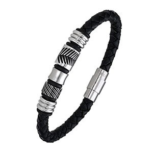 Bracelet All Blacks bijoux Homme acier et cuir 682100